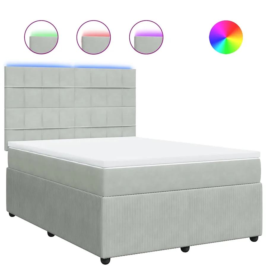 Sommier à lattes de lit et matelas Gris clair 160x200cm Velours - 2