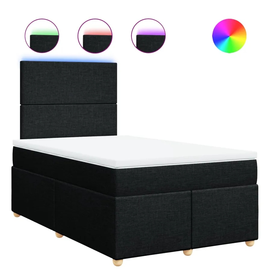 Sommier à lattes de lit avec matelas noir 120x190 cm tissu - 2
