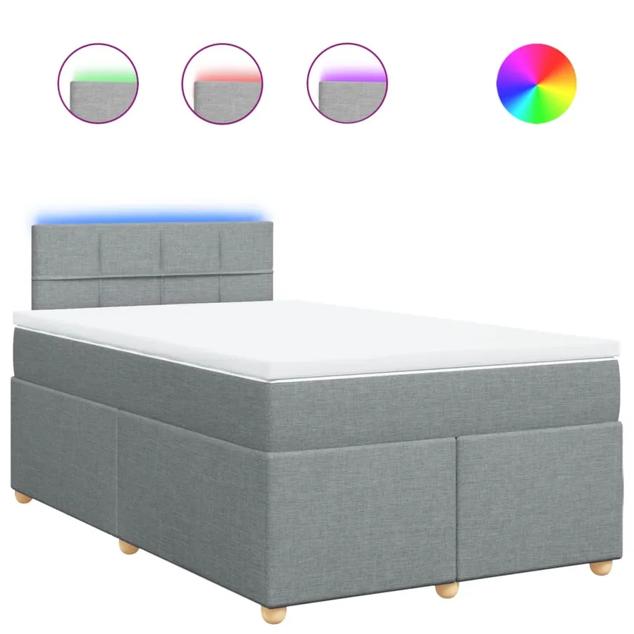 Sommier à lattes de lit et matelas gris clair 120x190 cm tissu - 2