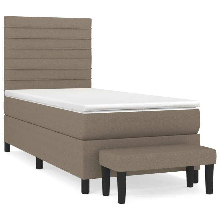 Sommier à lattes de lit avec matelas Taupe 100x200 cm Tissu - 2