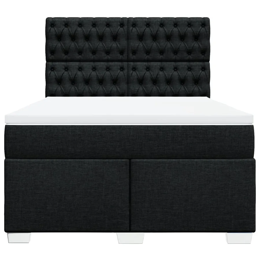 Sommier à lattes de lit avec matelas Noir 140x200 cm Tissu - 4