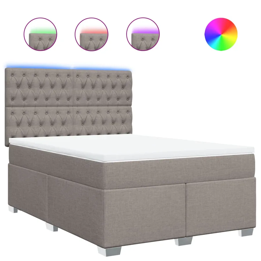 Sommier à lattes de lit avec matelas Taupe 140x200 cm Tissu - 2
