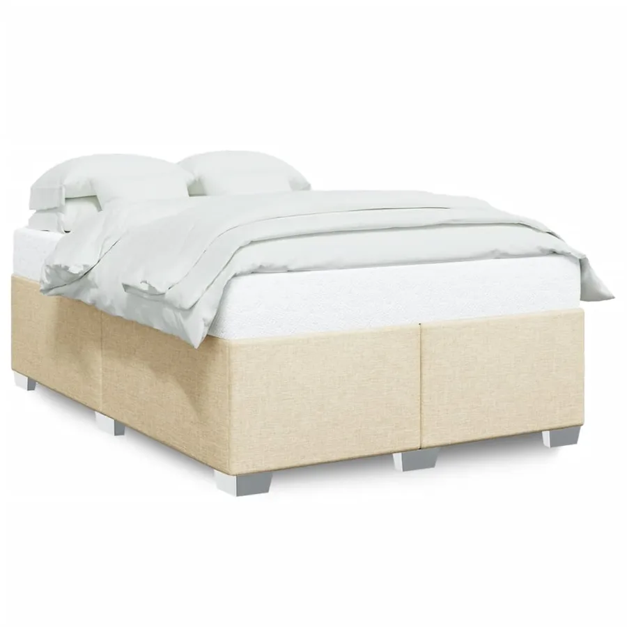 Cadre de lit sans matelas crème 140x200 cm tissu - 2