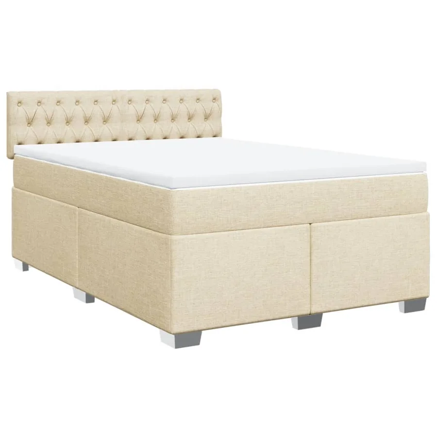 Sommier à lattes de lit avec matelas Crème 140x200 cm Tissu - 2