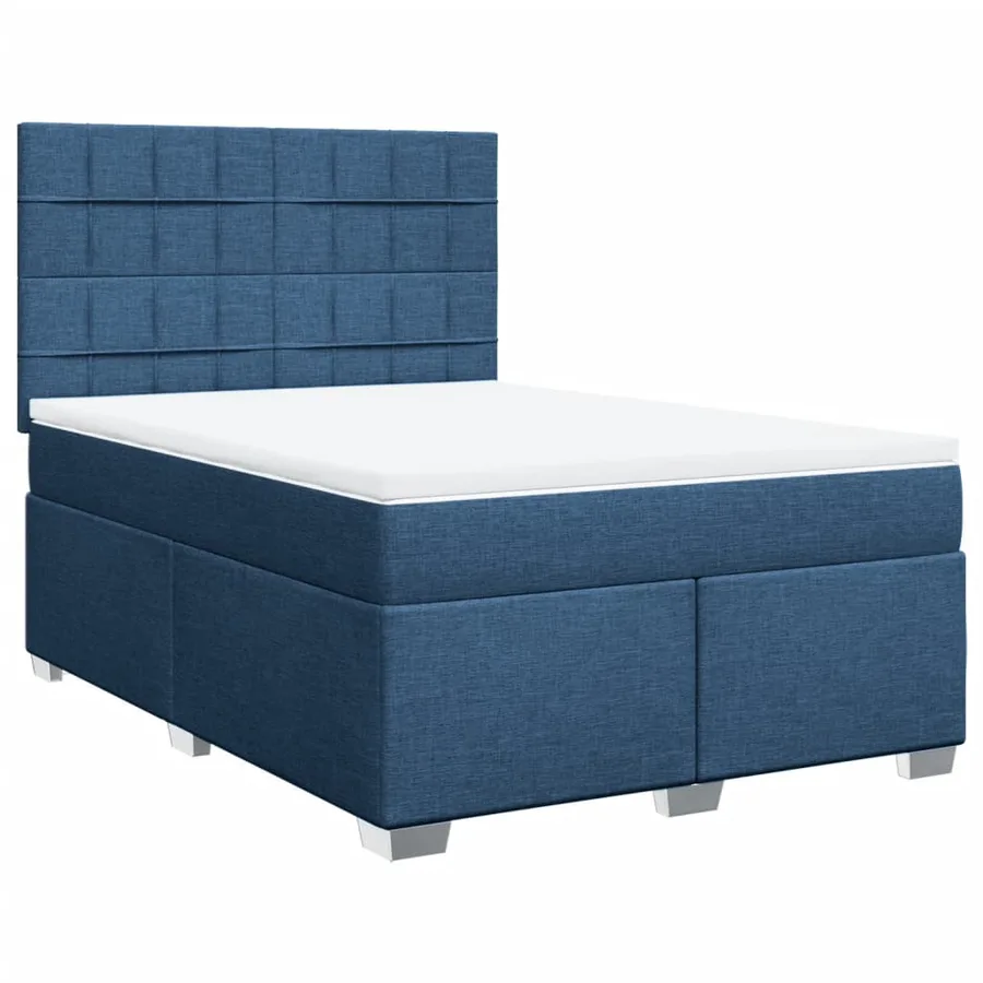 Sommier à lattes de lit avec matelas Bleu 140x200 cm Tissu - 2