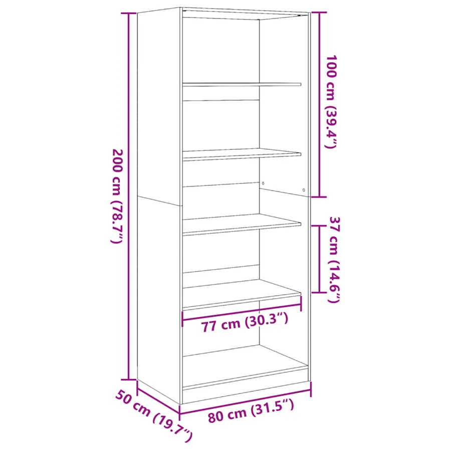 Garde-robe vieux bois 80x50x200 cm bois d'ingénierie - 9