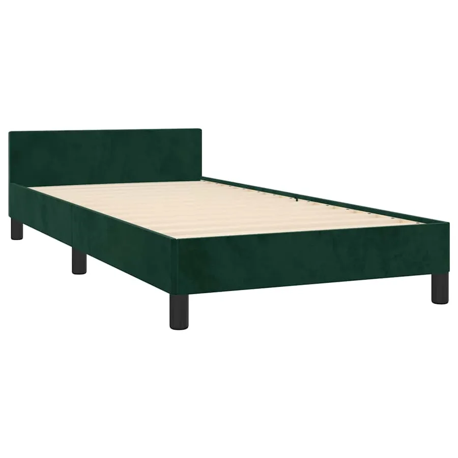 Cadre de lit sans matelas vert foncé 90x200 cm velours - 5
