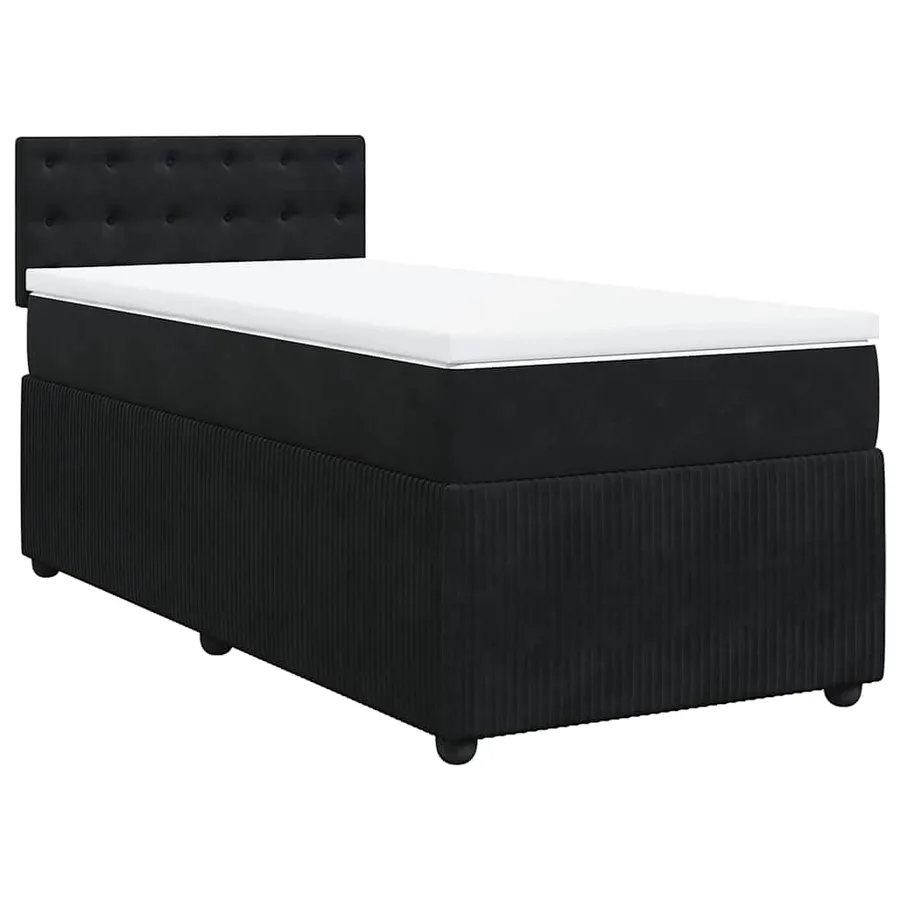 Sommier à lattes de lit avec matelas Noir 100x200 cm Velours - 2