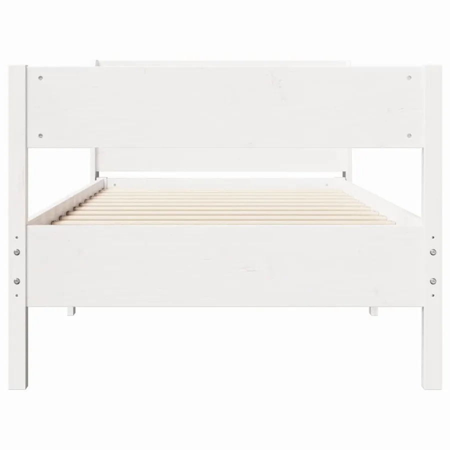 Cadre de lit sans matelas blanc 100x200 cm bois de pin massif - 4