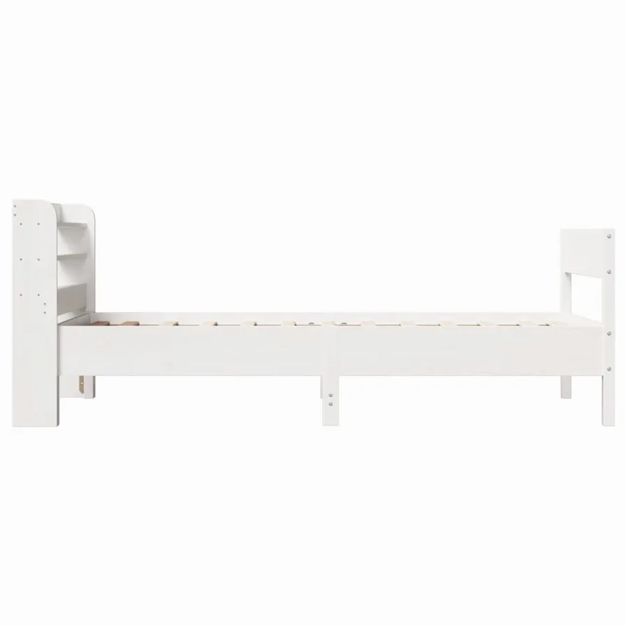 Cadre de lit sans matelas blanc 100x200 cm bois de pin massif - 5