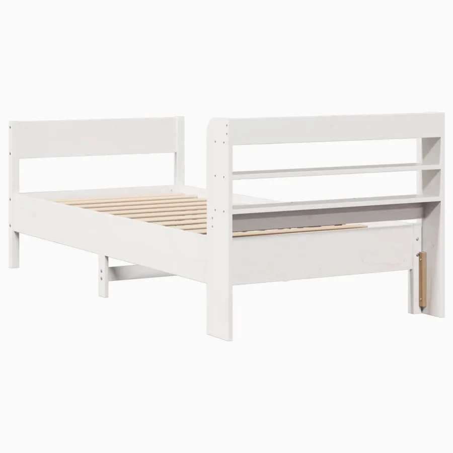 Cadre de lit sans matelas blanc 100x200 cm bois de pin massif - 6