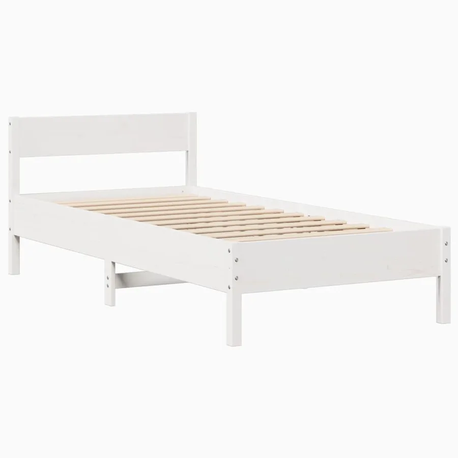 Cadre de lit sans matelas blanc 100x200 cm bois de pin massif - 7