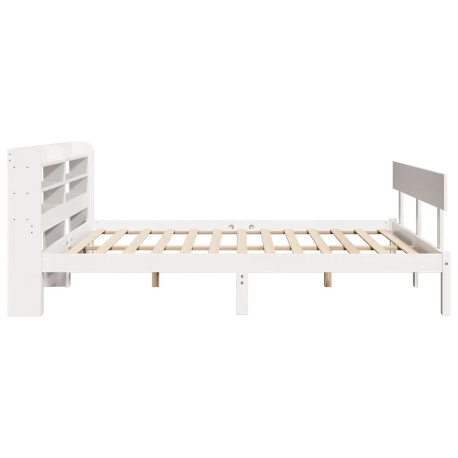 Cadre de lit sans matelas blanc 160x200 cm bois de pin massif - 5