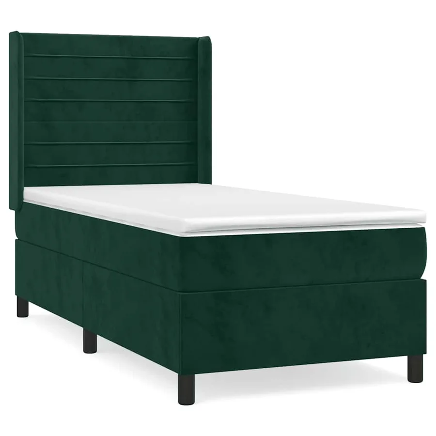 Sommier à lattes de lit avec matelas Vert foncé 90x200 cm - 2