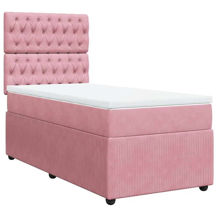 Sommier à lattes de lit avec matelas Rose 100x200 cm Velours - 3