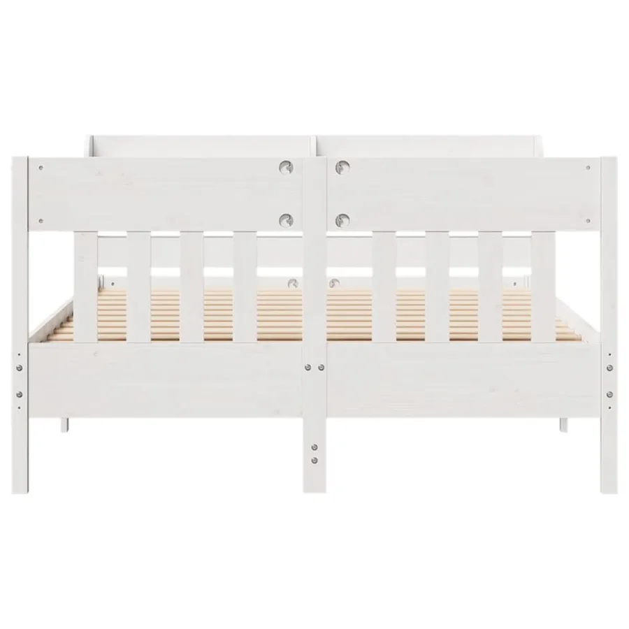 Cadre de lit sans matelas blanc 160x200 cm bois de pin massif - 4