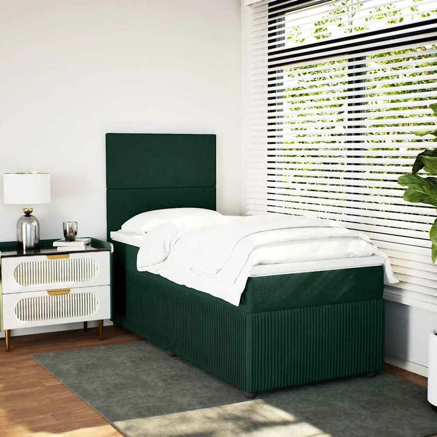 Sommier à lattes de lit avec matelas Vert foncé 100x200 cm - 5