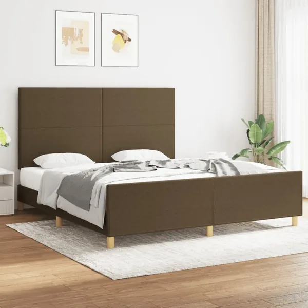 Cadre de lit sans matelas marron foncé 180x200 cm tissu