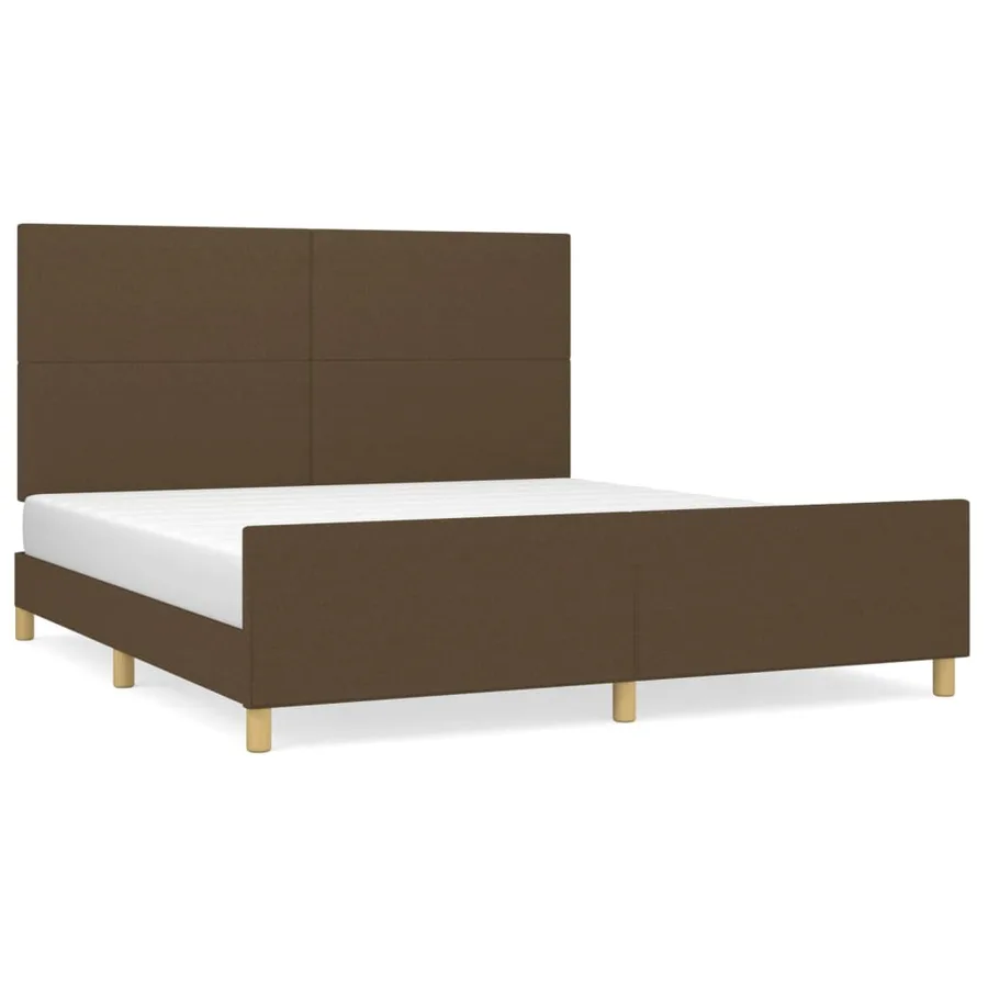 Cadre de lit sans matelas marron foncé 180x200 cm tissu - 2