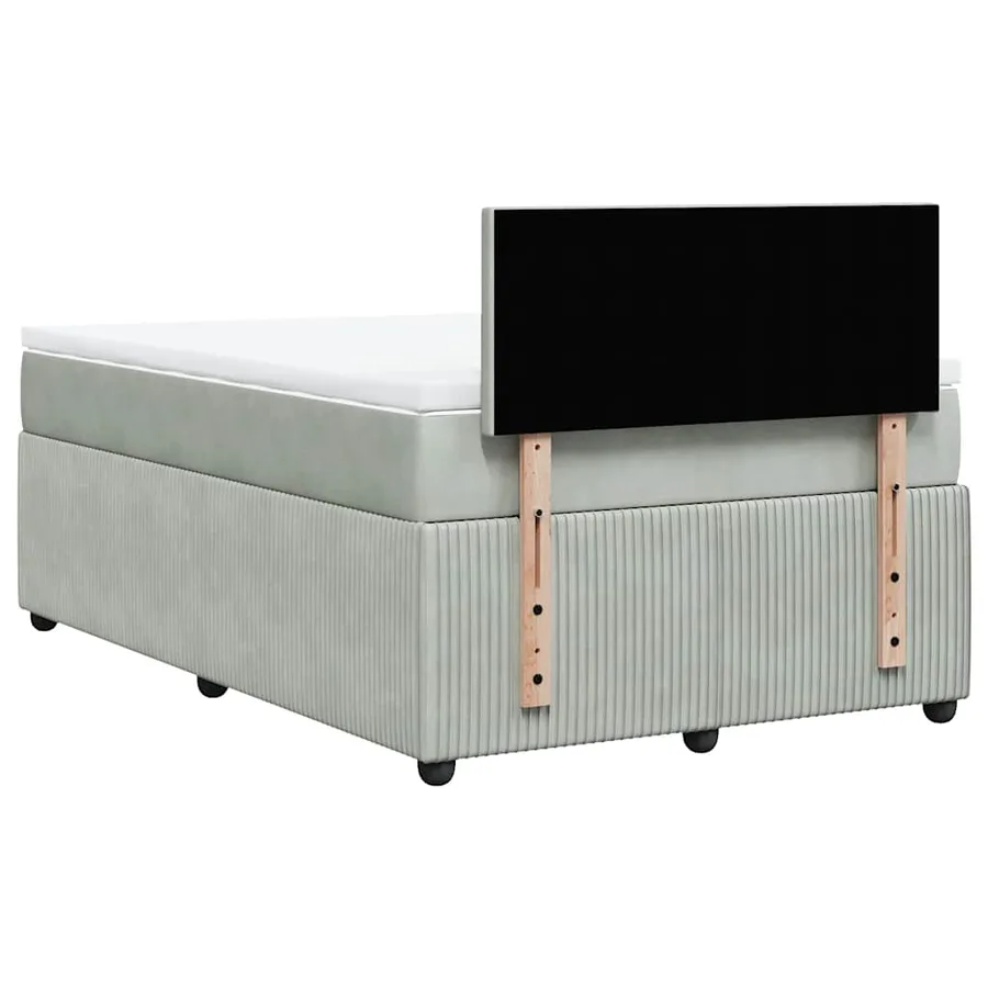 Sommier à lattes de lit et matelas gris clair 120x190cm velours - 8