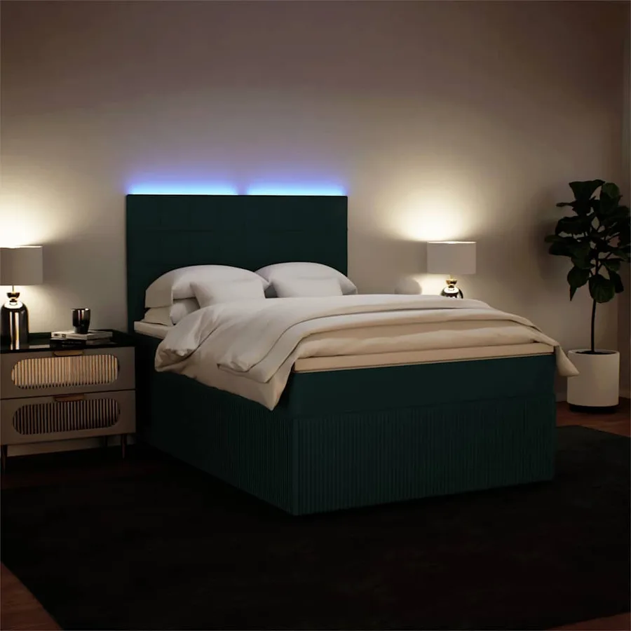 Sommier à lattes de lit et matelas Vert foncé 140x200cm Velours - 4