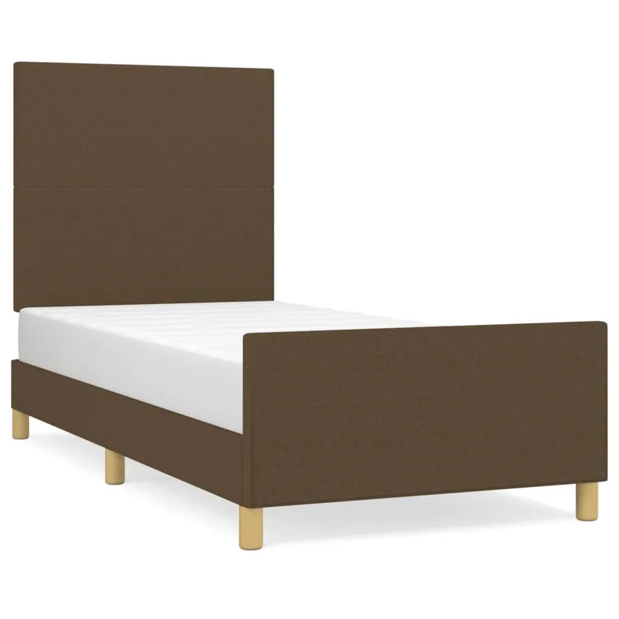 Cadre de lit sans matelas marron foncé 90x190 cm tissu - 2