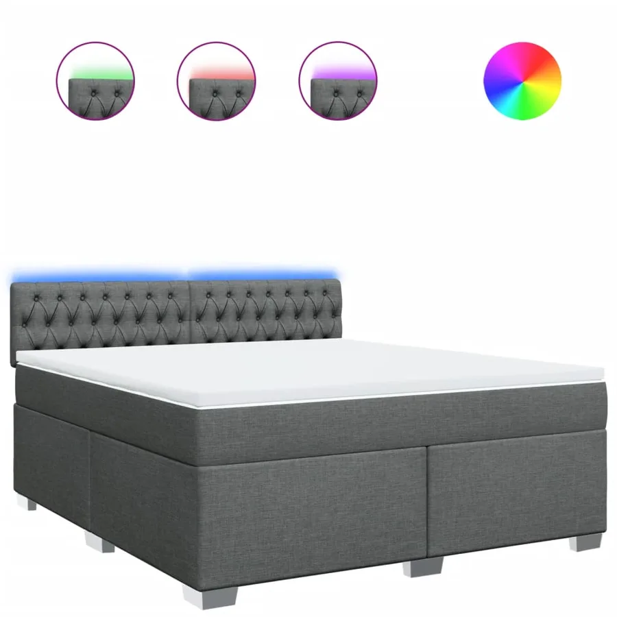 Sommier à lattes de lit avec matelas Gris foncé 180x200cm Tissu - 2