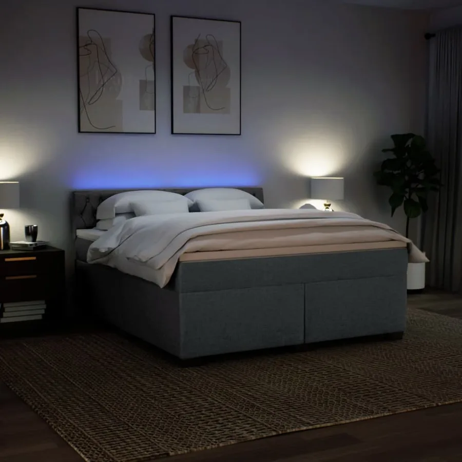 Sommier à lattes de lit avec matelas Gris foncé 180x200cm Tissu - 5