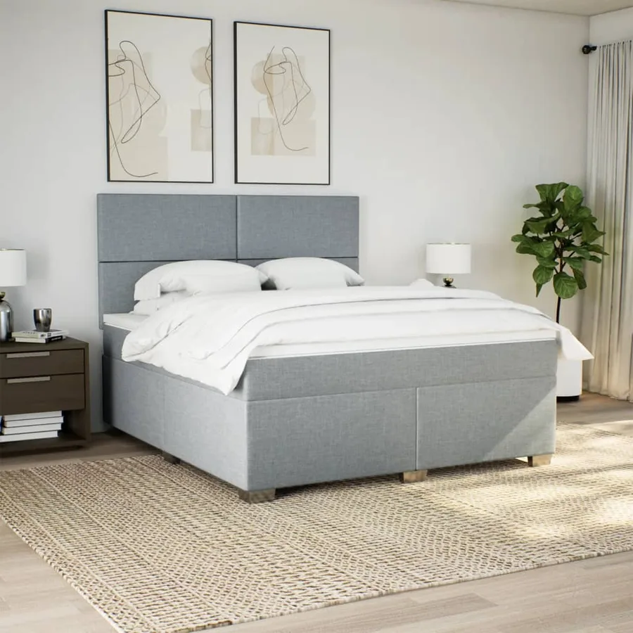 Sommier à lattes de lit avec matelas Gris clair 180x200cm Tissu - 3