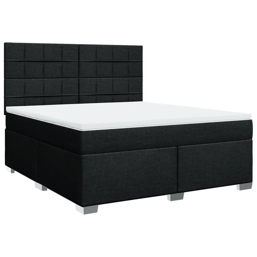 Sommier à lattes de lit avec matelas Noir 180x200 cm Tissu - 2