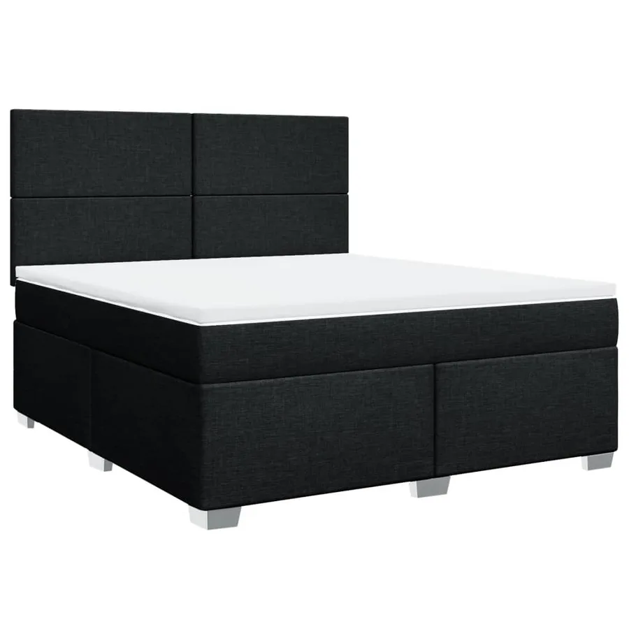 Sommier à lattes de lit avec matelas Noir 180x200 cm Tissu - 2