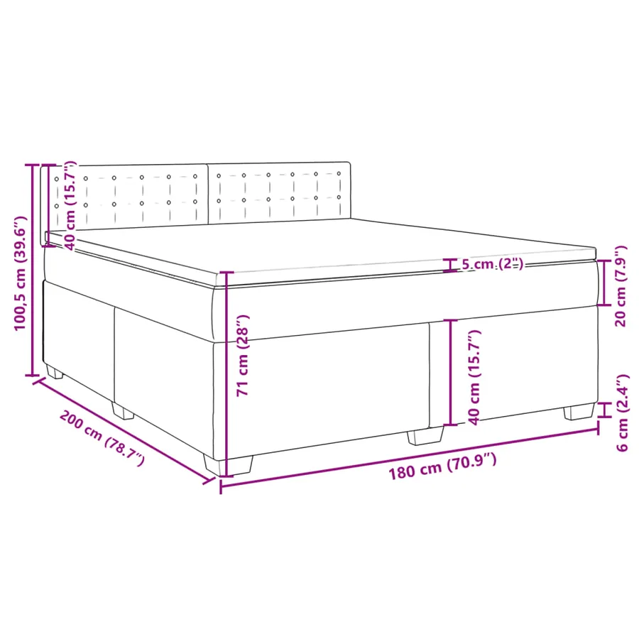 Sommier à lattes de lit avec matelas Gris foncé 180x200cm Tissu - 13