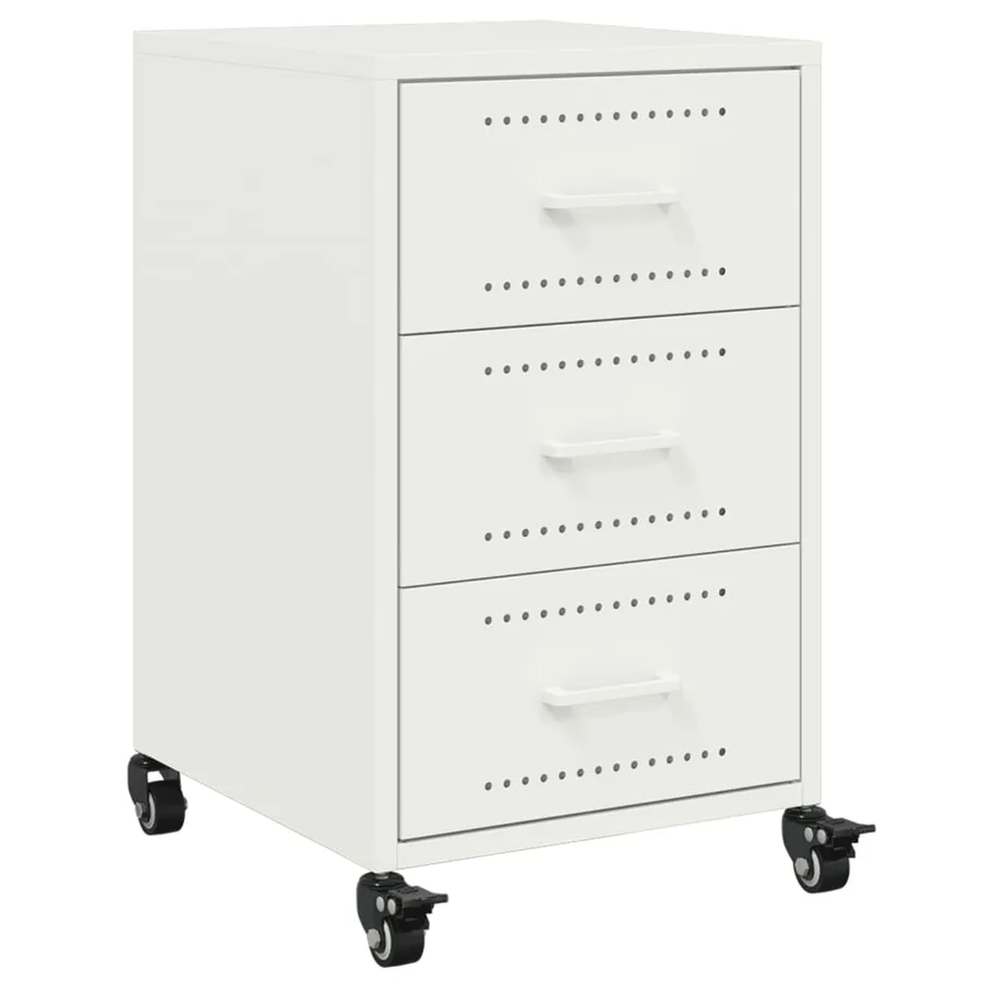 Table de chevet blanc 36x39x59 cm acier - 2