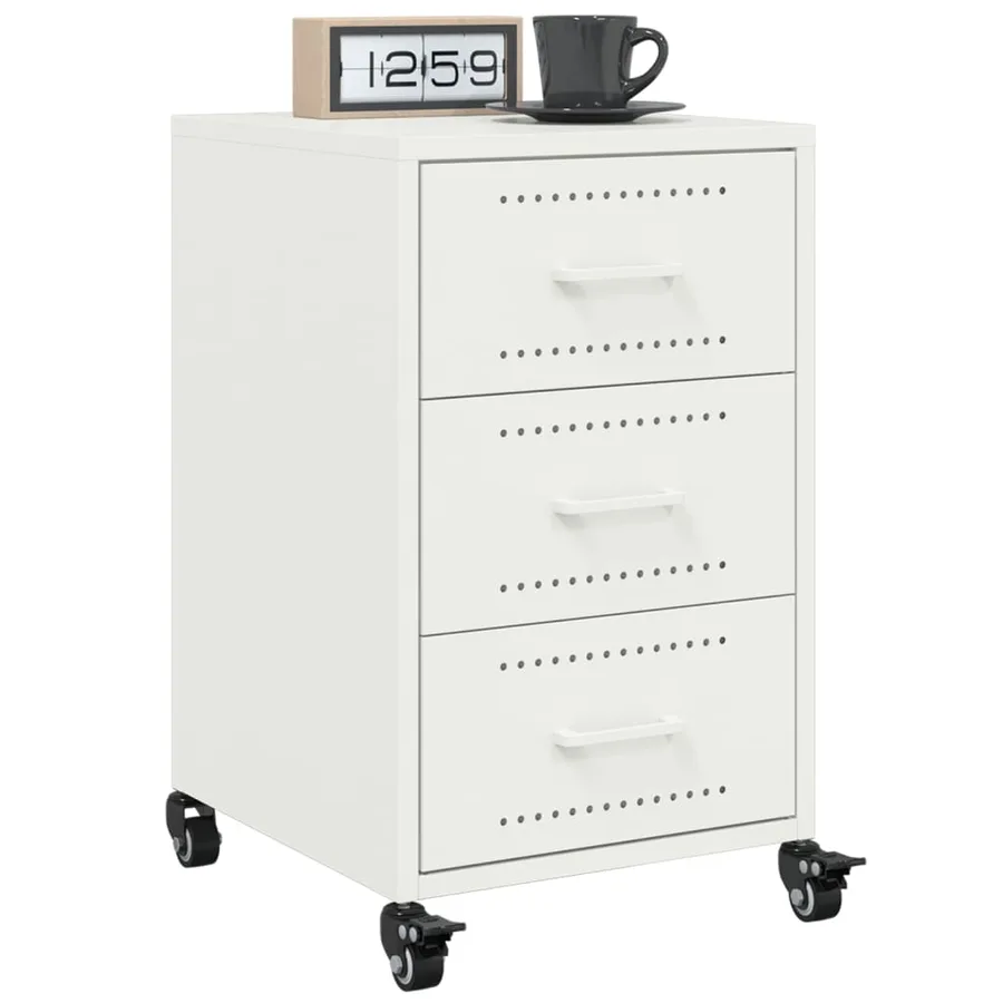 Table de chevet blanc 36x39x59 cm acier - 4