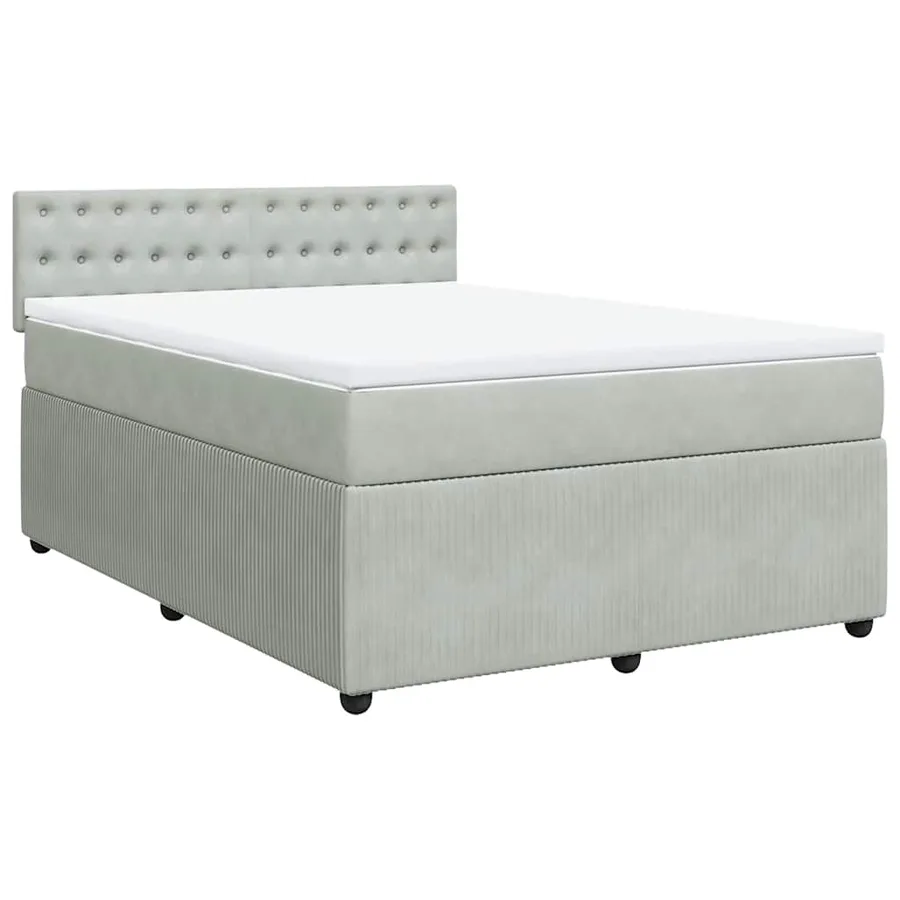 Sommier à lattes de lit et matelas Gris clair 140x190cm Velours - 2