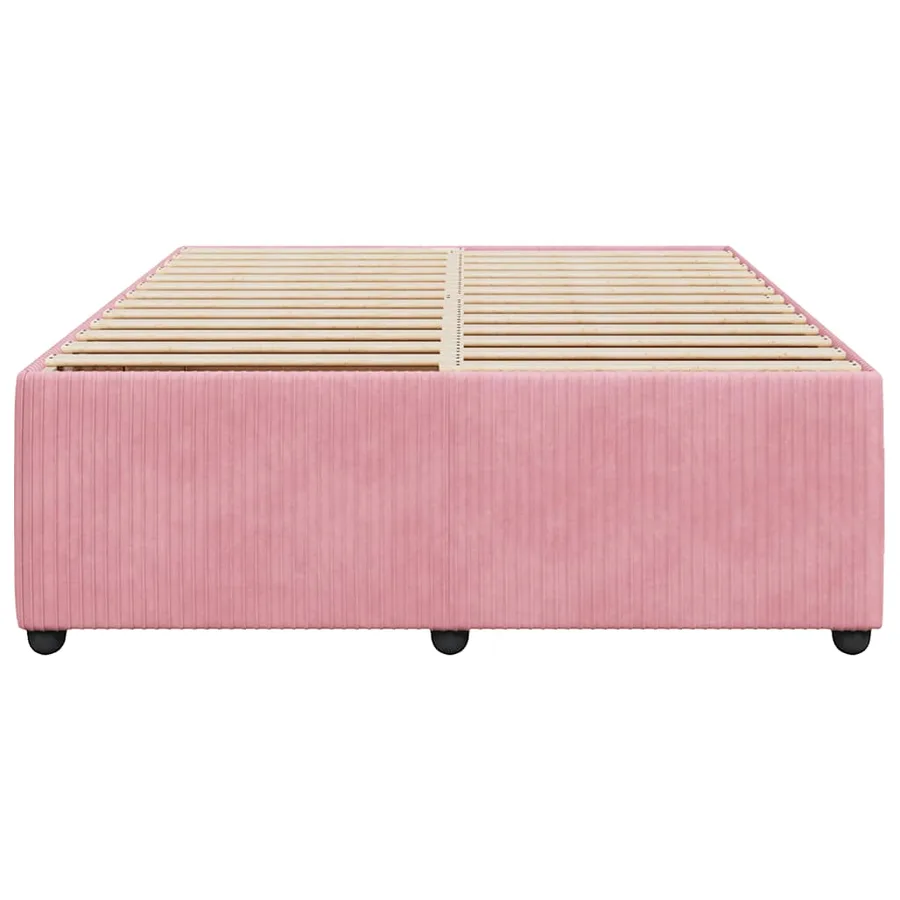 Cadre de lit sans matelas rose 140x190 cm velours - 4
