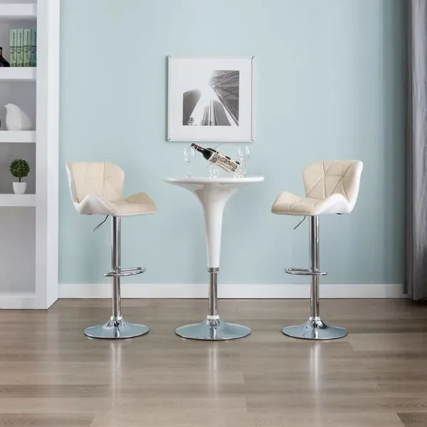 Tabourets de bar lot de 2 crème similicuir
