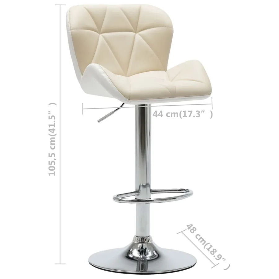 Tabourets de bar lot de 2 crème similicuir - 9