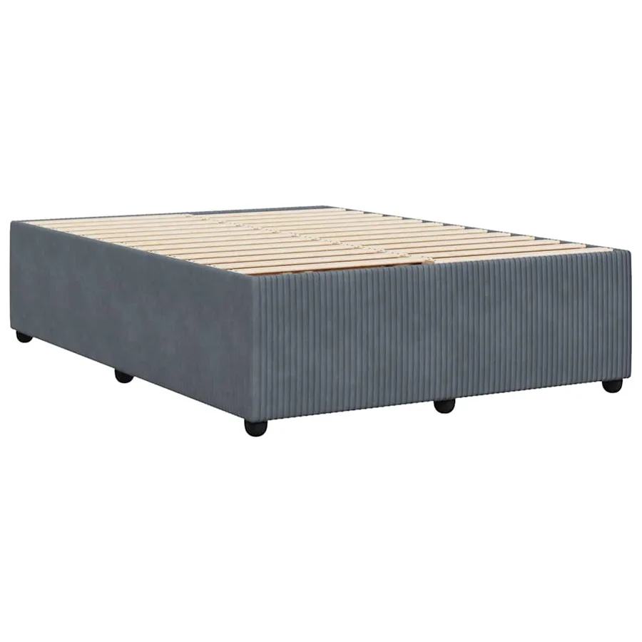Cadre de lit sans matelas gris foncé 140x190 cm velours - 6
