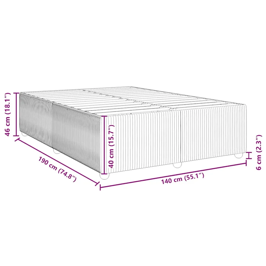 Cadre de lit sans matelas gris foncé 140x190 cm velours - 9