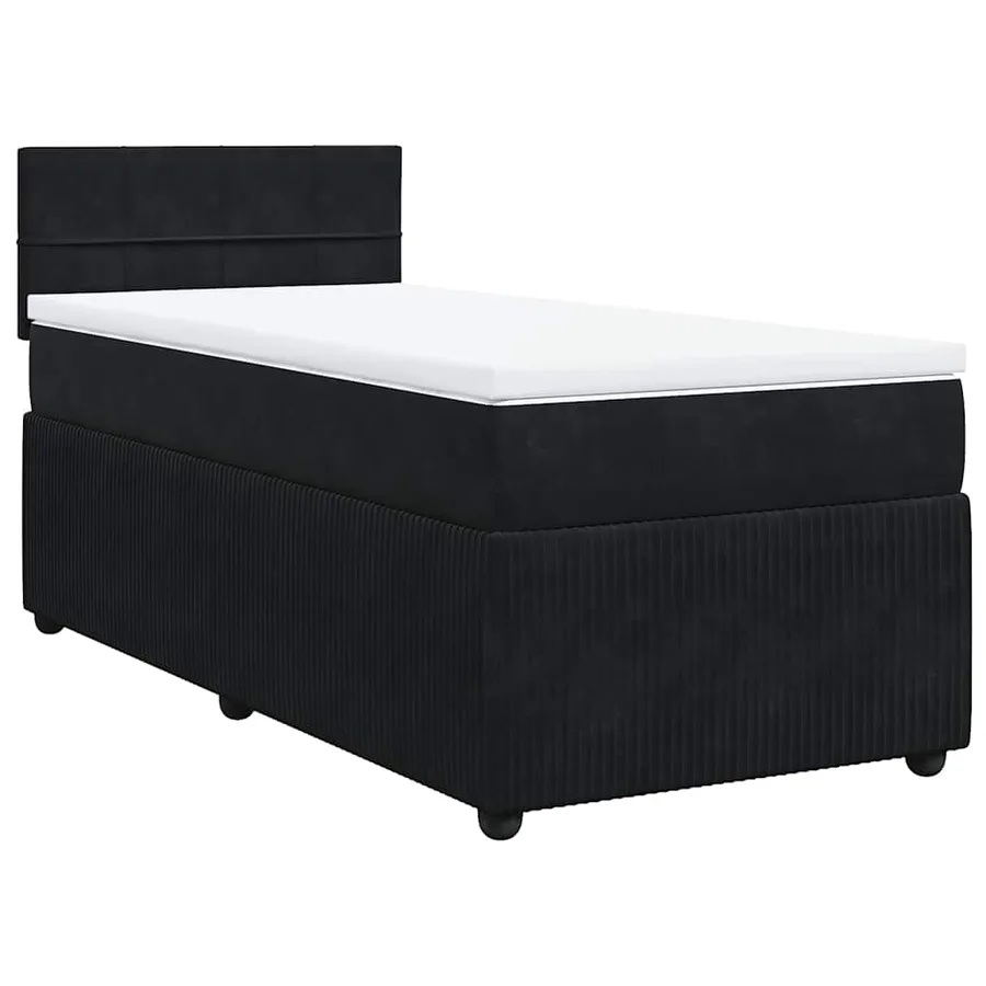 Sommier à lattes de lit avec matelas Noir 90x190 cm Velours - 3