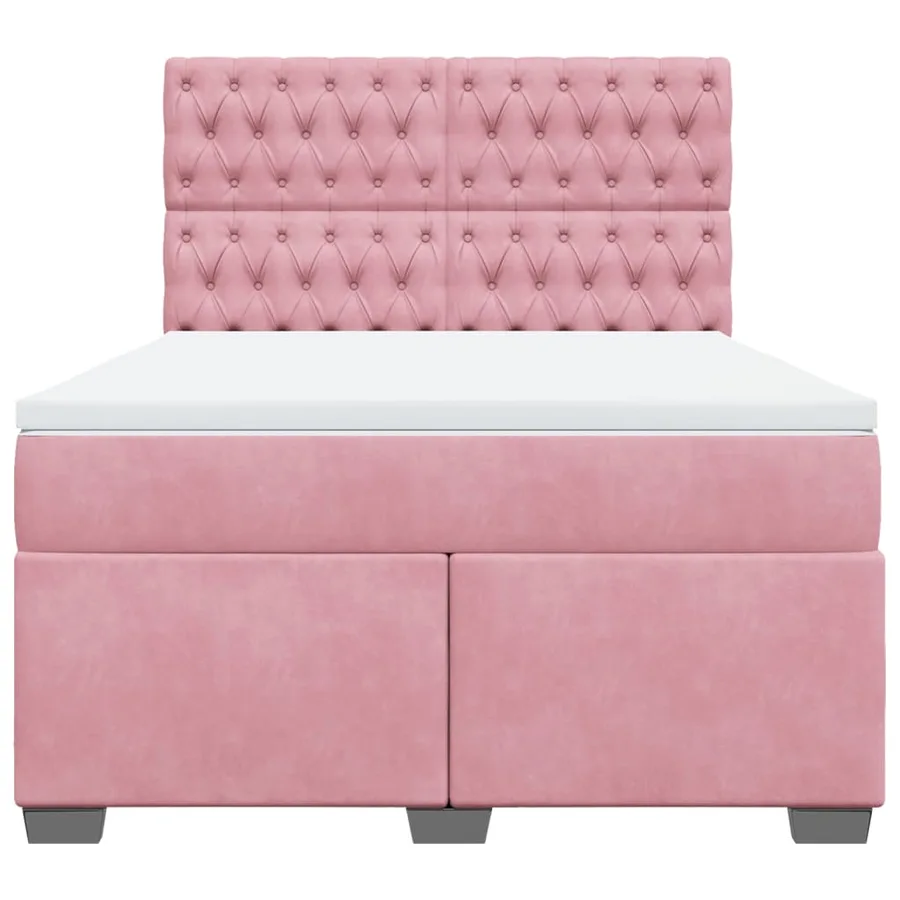 Sommier à lattes de lit avec matelas Rose 140x190 cm Velours - 4