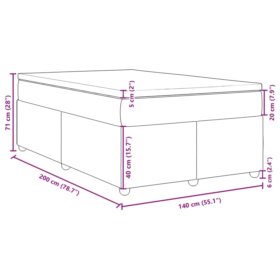 Sommier à lattes de lit avec matelas Gris foncé 140x200cm Tissu - 12