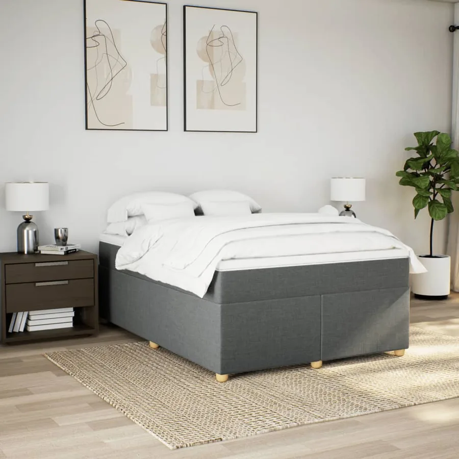 Sommier à lattes de lit avec matelas Gris foncé 140x200cm Tissu - 3