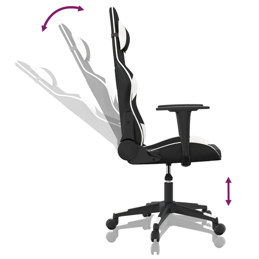 Chaise de jeu Noir et blanc Similicuir - 6