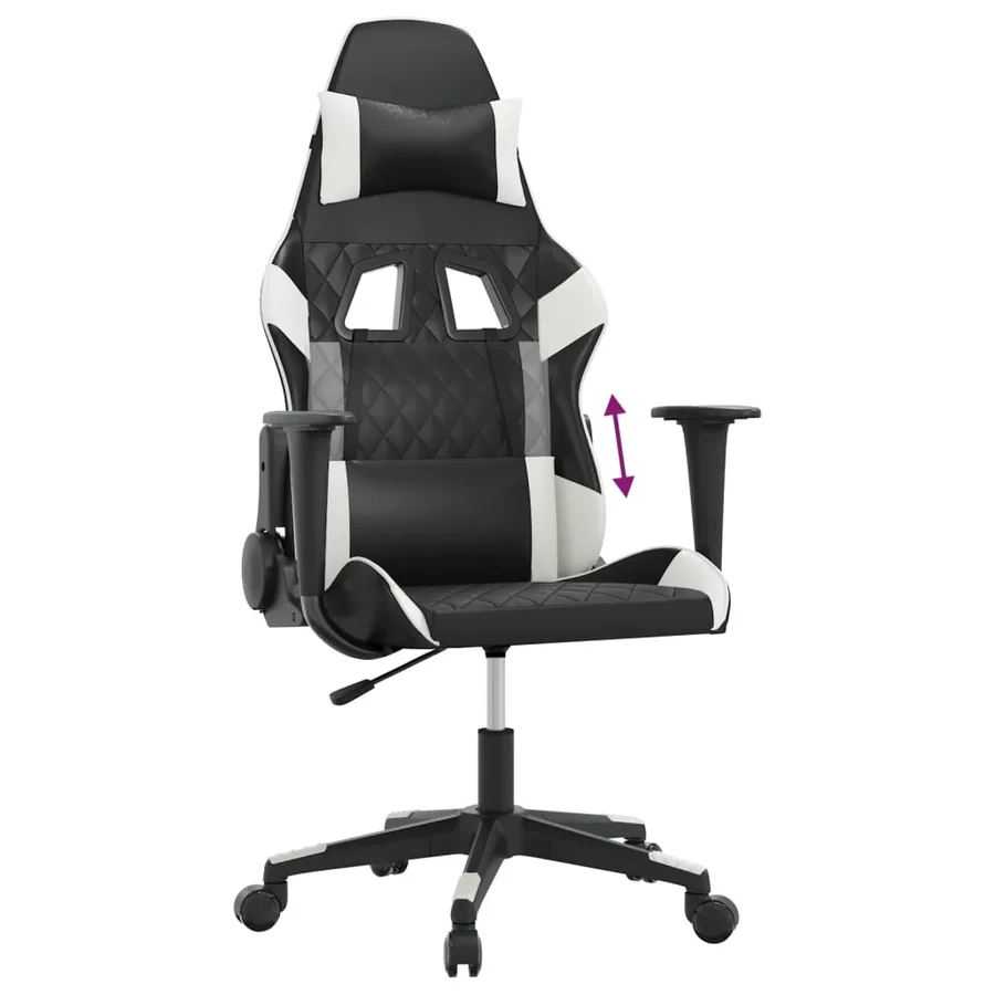 Chaise de jeu Noir et blanc Similicuir - 7