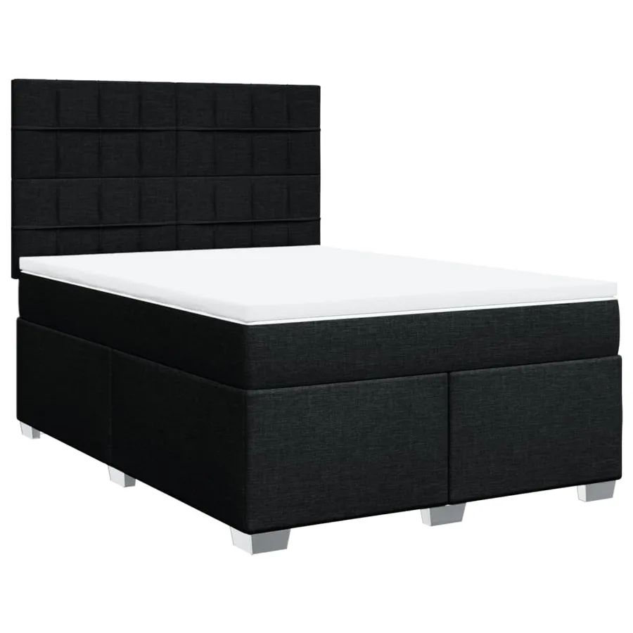 Sommier à lattes de lit avec matelas Noir 160x200 cm Tissu - 2