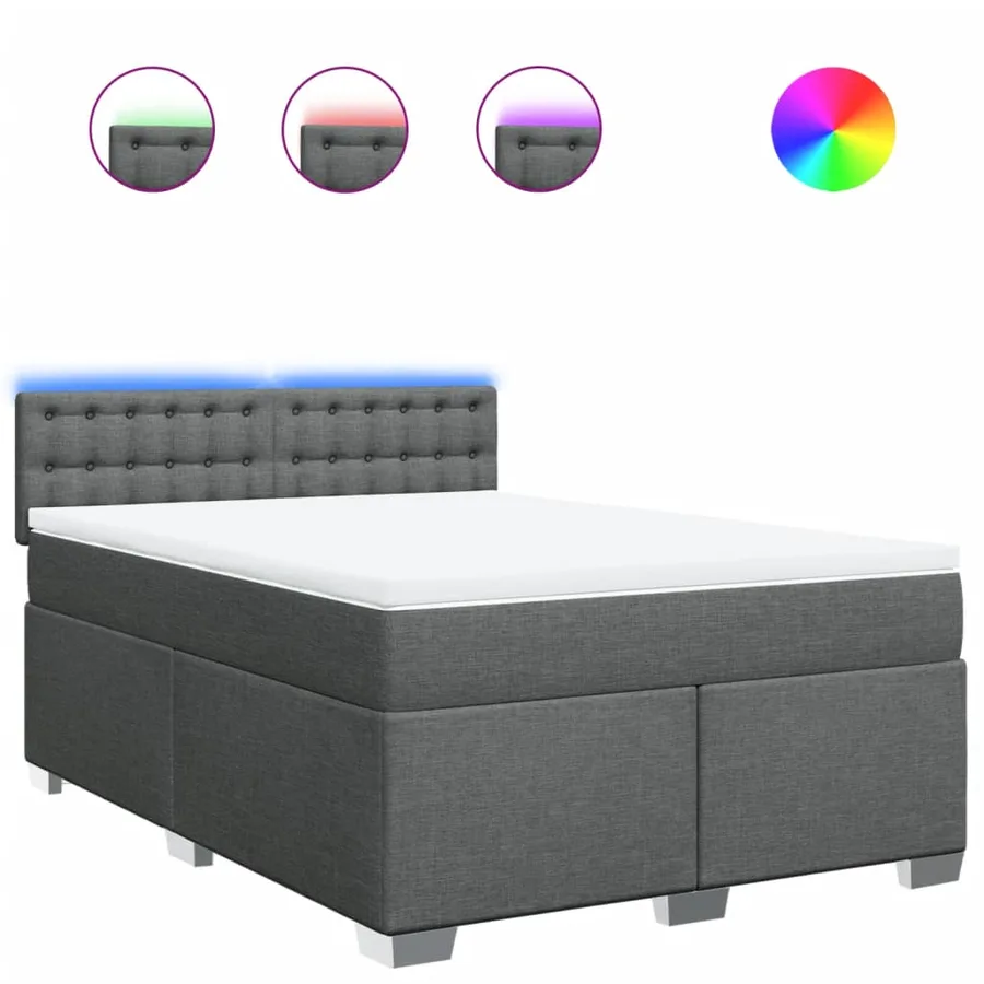 Sommier à lattes de lit avec matelas Gris foncé 160x200cm Tissu - 2