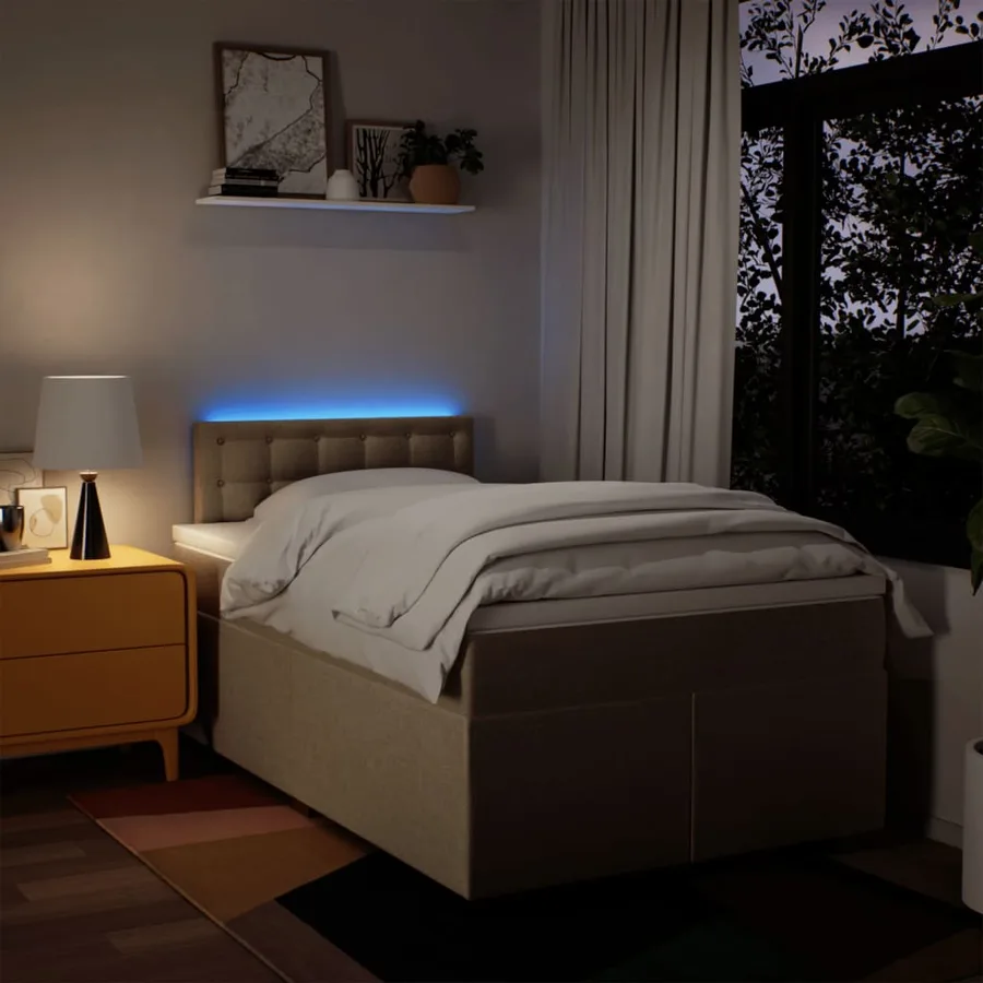 Sommier à lattes de lit avec matelas crème 120x190 cm tissu - 5
