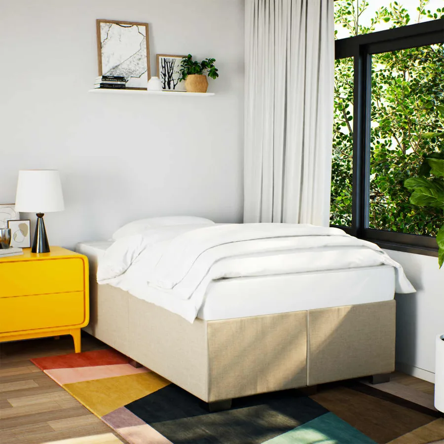 Sommier à lattes de lit avec matelas crème 120x190 cm tissu - 3